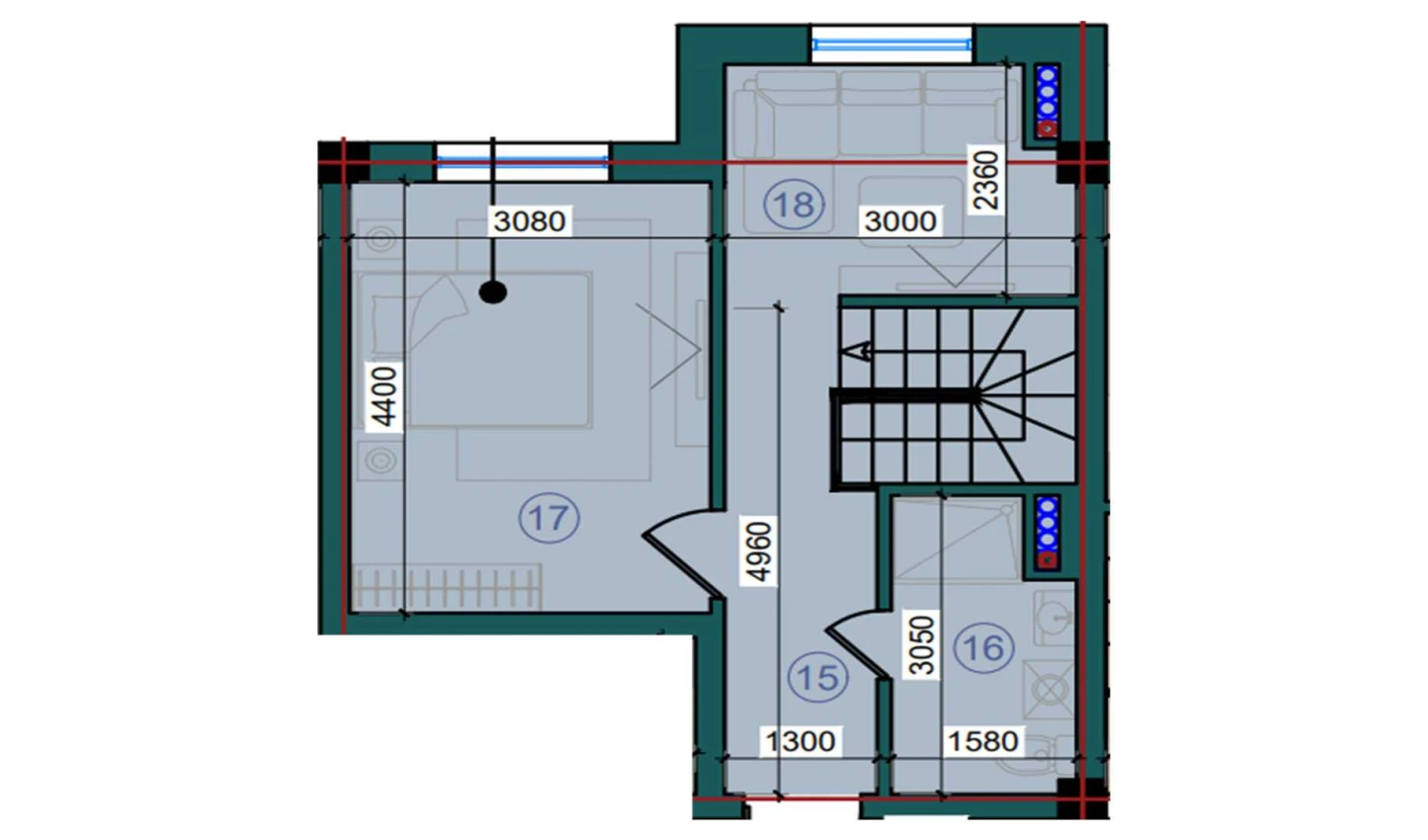 1-xonali xonadon 75.6 m²  7/7 qavat | Bristol Turar-joy majmuasi