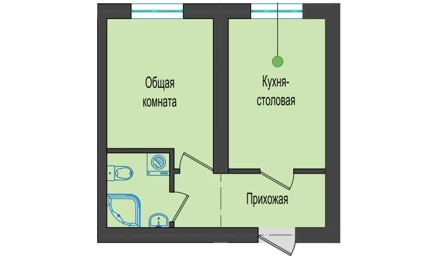 1-комнатная квартира 31.1 м²  4/5 этаж | Жилой комплекс Shahri Kitob City