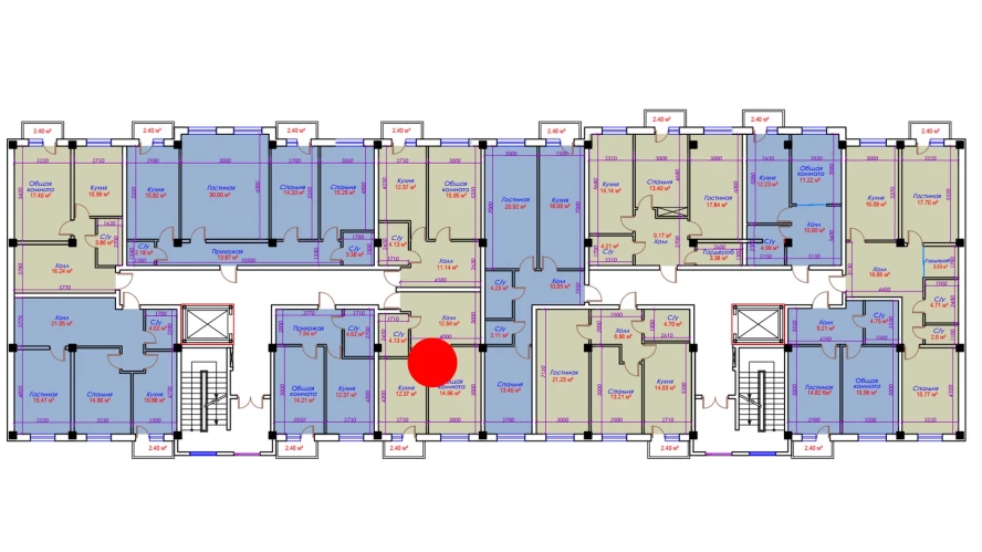 1-комн. квартира 46.5 м²  7/10 этаж | Жилой комплекс Ko'kcha-Oqtepa