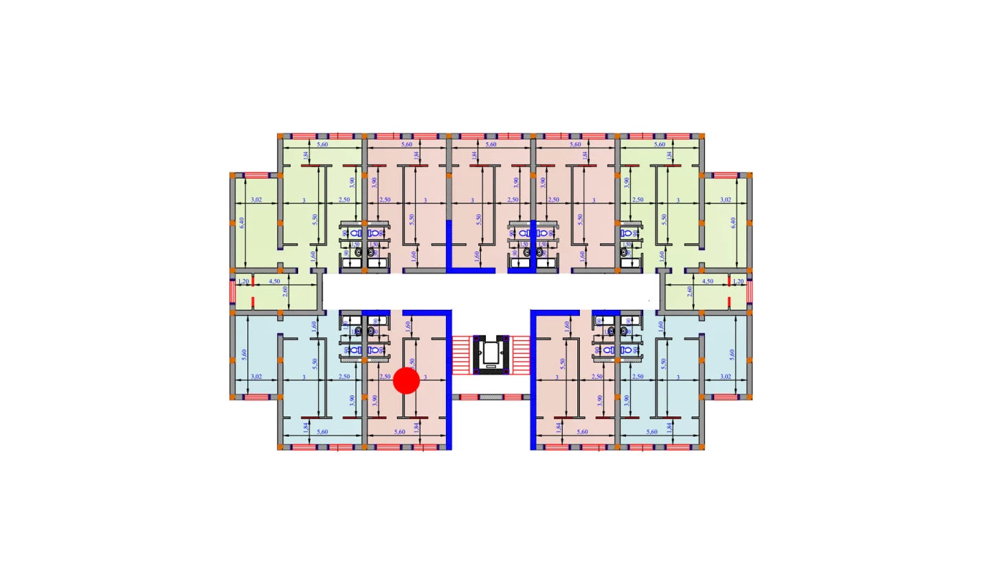 1-xonali xonadon 57.4 m²  8/9 qavat | SHOHSAROY Turar-joy majmuasi