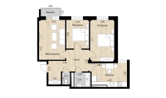 3-xonali xonadon 71.51 m²  8/10 qavat | Ko'kcha-Oqtepa Turar-joy majmuasi