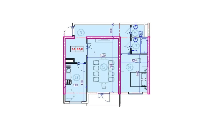 2-xonali xonadon 62 m²  8/9 qavat | Ahillik Turar-joy majmuasi