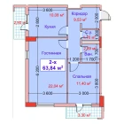 2-xonali xonadon 63.84 m² 8/8 qavat | CAPITAL AVENUE Turar-joy majmuasi 2-xonali xonadon 63.84 m² 8/8 qavat | CAPITAL AVENUE Turar-joy majmuasi