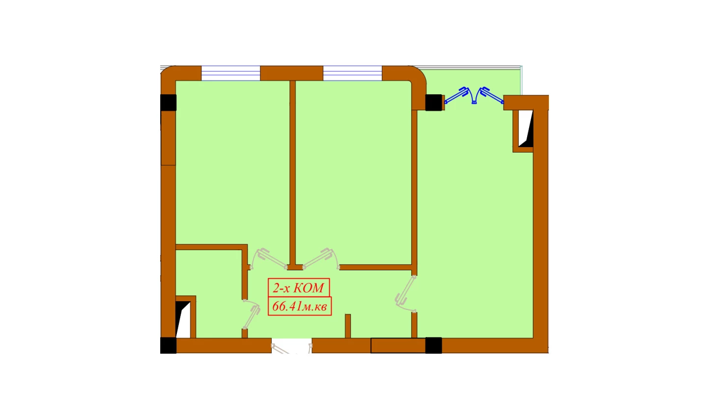 2-xonali xonadon 63.1 m²  9/10 qavat | Aviasozlar Plaza Turar-joy majmuasi