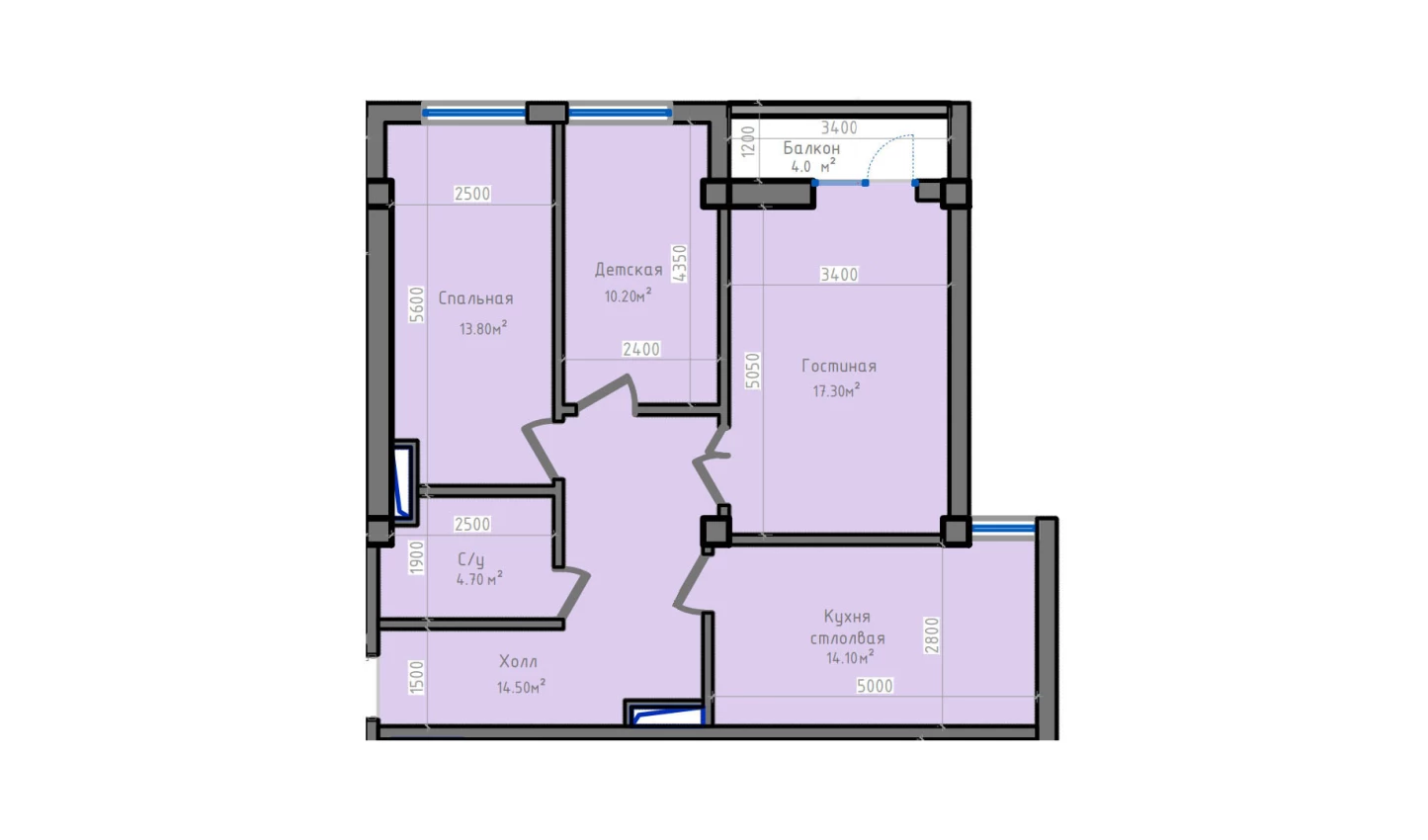 3-комн. квартира 83.6 м²  5/13 этаж | Жилой комплекс ORZU SAROYI