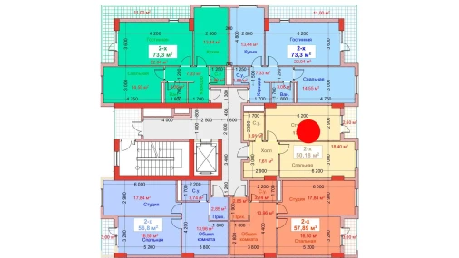 2-комнатная квартира 50.18 м²  3/8 этаж | Жилой комплекс CAPITAL AVENUE