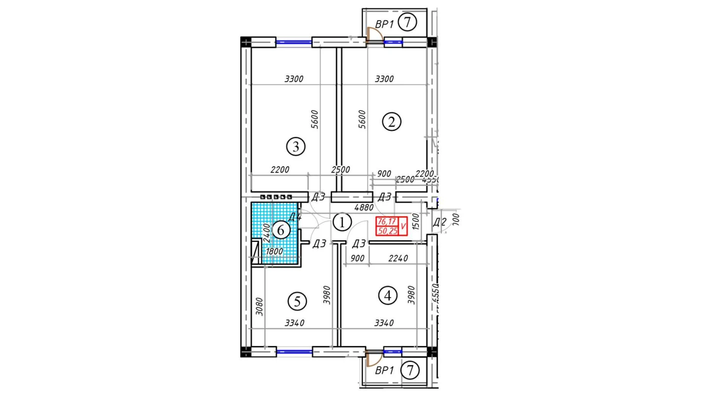 3-комн. квартира 76.17 м²  2/5 этаж | Жилой комплекс BATOSH