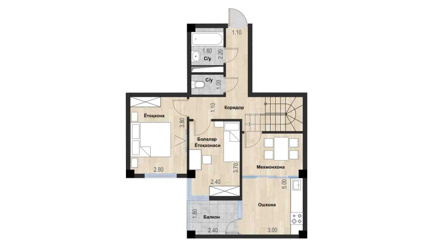 3-xonali xonadon 111.94 m²  7/7 qavat | Bochka Resort Turar-joy majmuasi