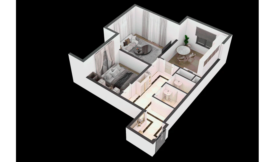 2-комн. квартира 64.7 м²  13/16 этаж | Жилой комплекс TRINITY