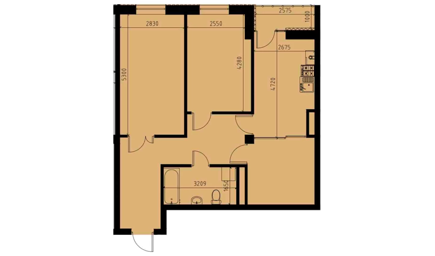2-комн. квартира 67.38 м²  3/10 этаж | Жилой комплекс YANGIOBOD RESIDENCE