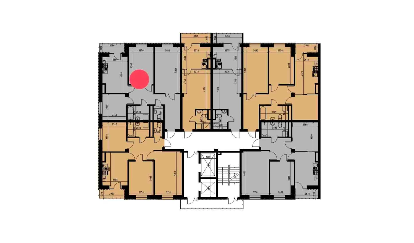 3-xonali xonadon 69.46 m²  8/10 qavat | YANGIOBOD RESIDENCE Turar-joy majmuasi
