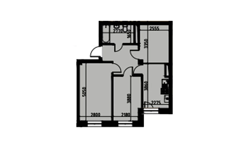 2-комн. квартира 58.75 м²  1/10 этаж | Жилой комплекс YANGIOBOD RESIDENCE