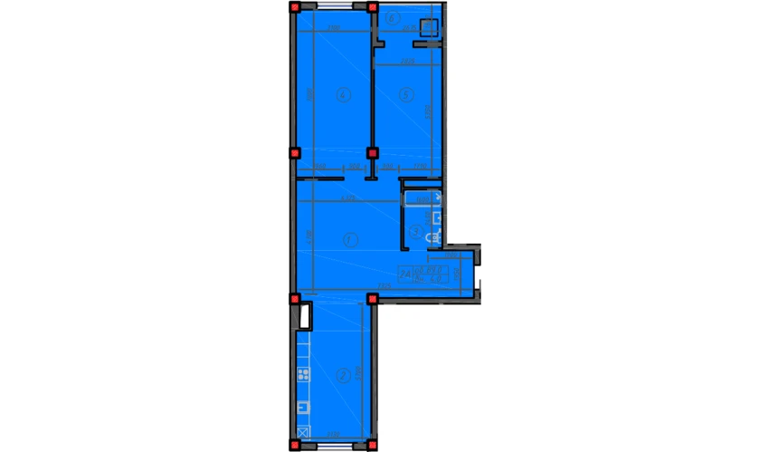2-комнатная квартира 89 м²  9/12 этаж | Жилой комплекс Sokin hayot