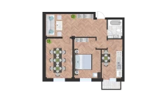 2-xonali xonadon 68.72 m²  8/10 qavat | Ko'kcha-Oqtepa Turar-joy majmuasi
