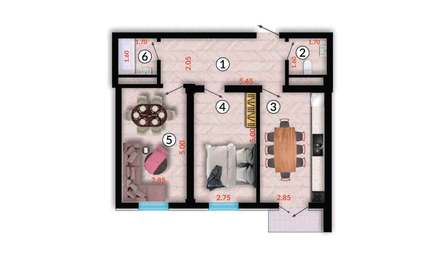 2-комн. квартира 61.2 м²  3/10 этаж | Жилой комплекс Ko'kcha-Oqtepa