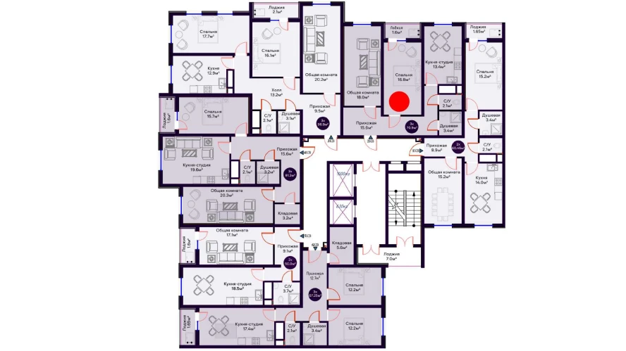 3-xonali xonadon 70.9 m²  4/16 qavat | Crystal Avenue Turar-joy majmuasi