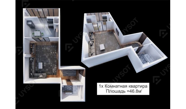 1-xonali xonadon 46.8 m²  8/9 qavat | UCHTEPA PLAZA Turar-joy majmuasi