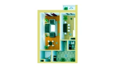 1-xonali xonadon 56.06 m²  2/9 qavat | ZAR ZAMONAVIY UYLAR Turar-joy majmuasi