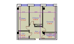 2-xonali xonadon 62.14 m²  1/10 qavat | Ko'kcha-Oqtepa Turar-joy majmuasi