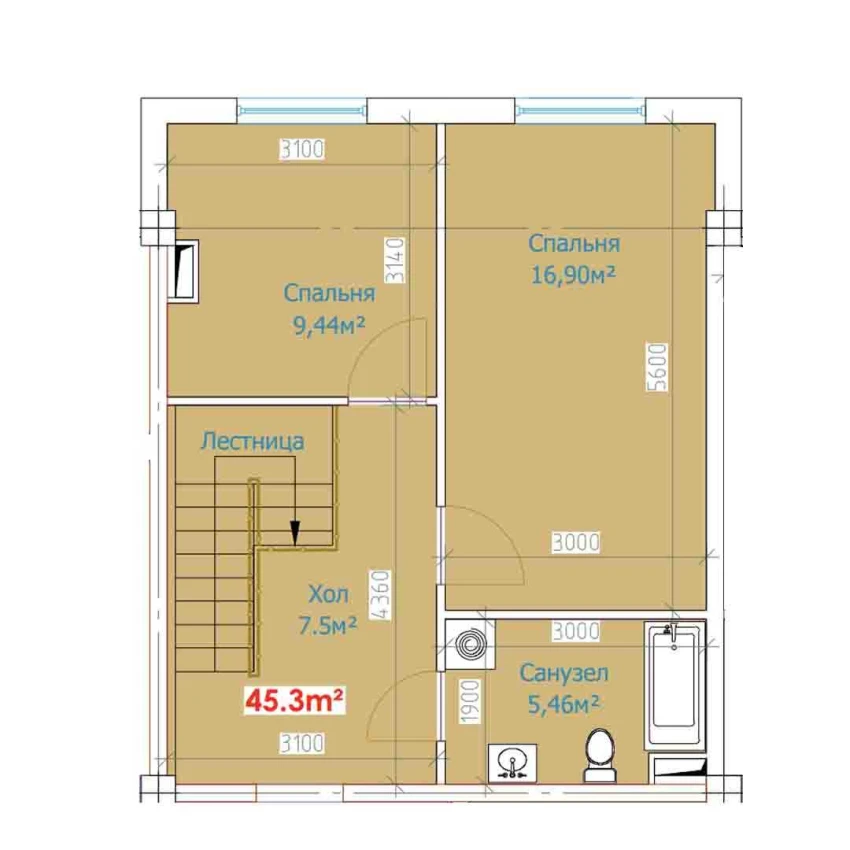 1-комн. квартира 90.6 м²  1/9 этаж | Жилой комплекс YANGI AVLOD