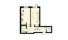 1-xonali xonadon 51 m²  9/9 qavat | Rohat Turar-joy majmuasi
