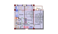 2-xonali xonadon 66.7 m²  5/9 qavat | ZAR ZAMONAVIY UYLAR Turar-joy majmuasi
