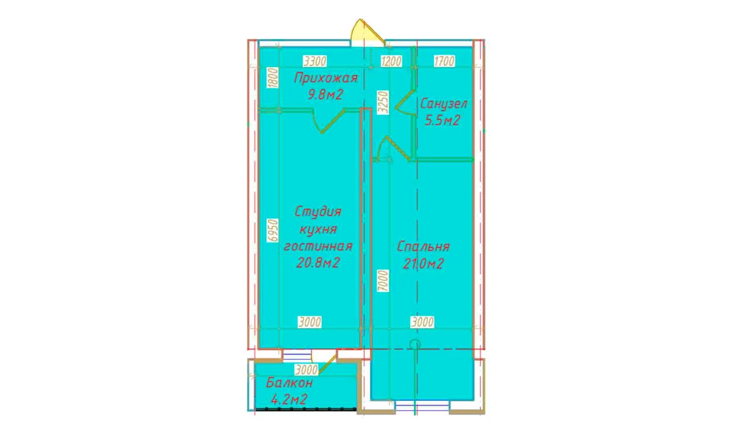 2-комн. квартира 61.3 м² 5/16 этаж | Жилой комплекс DO'MBIROBOD RESIDENCE 2-комн. квартира 61.3 м² 5/16 этаж | Жилой комплекс DO'MBIROBOD RESIDENCE