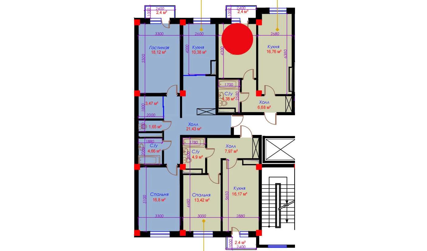 1-комн. квартира 44.59 м²  4/10 этаж | Жилой комплекс Ko'kcha-Oqtepa