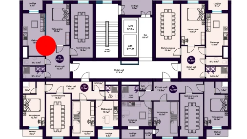 2-комнатная квартира 69.2 м²  7/9 этаж | Жилой комплекс OROM