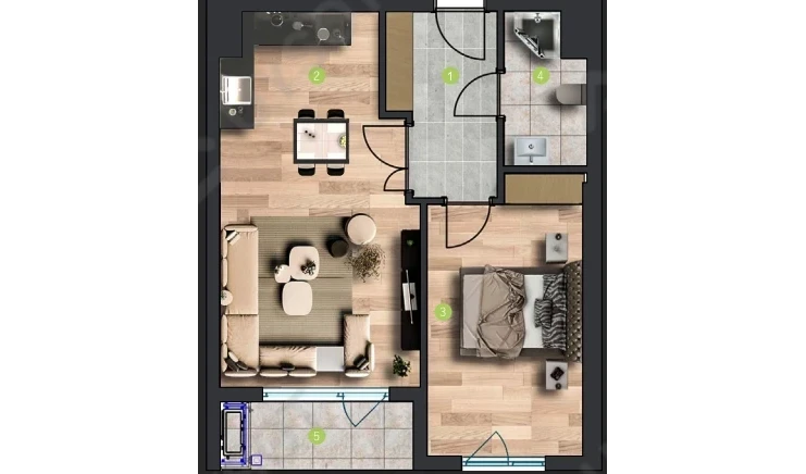 2-xonali xonadon 56.6 m²  2/17 qavat | KUSHBEGI RESIDENCE Turar-joy majmuasi
