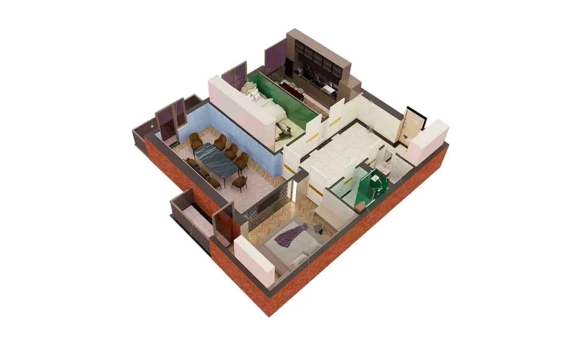 3-xonali xonadon 90.64 m²  2/7 qavat | O'ZBEGIM Turar-joy majmuasi