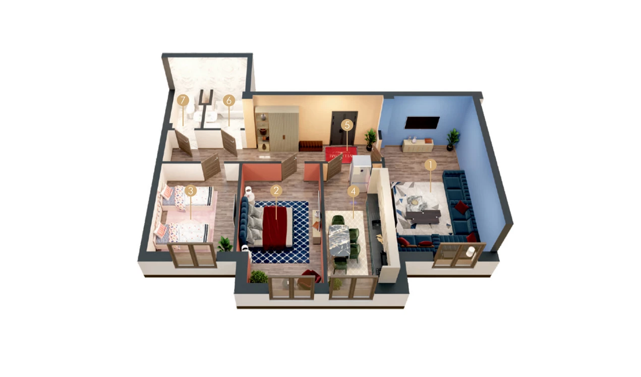 3-комн. квартира 77.63 м²  3/9 этаж | Жилой комплекс MINGCHINOR