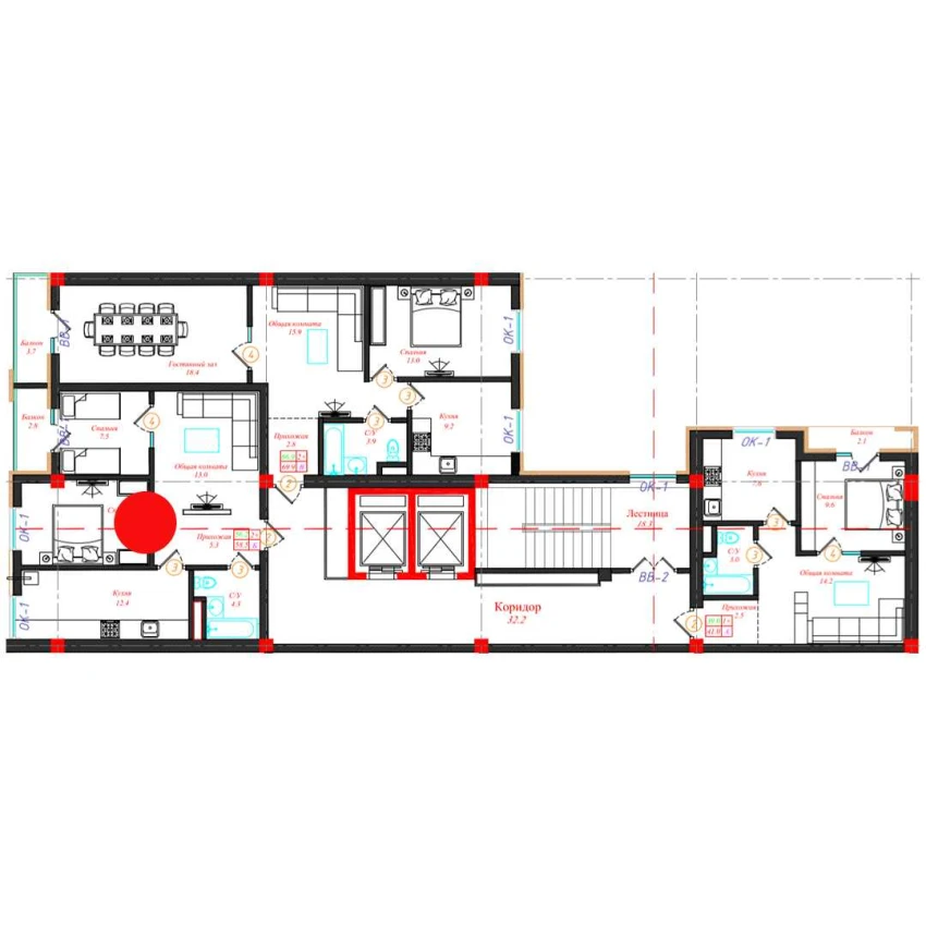2-комн. квартира 58.5 м²  2/10 этаж | Жилой комплекс CHINARA PARK