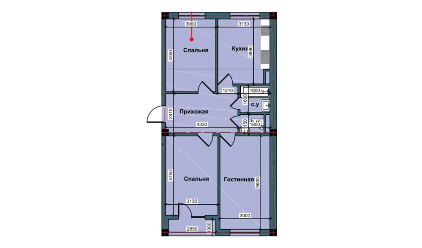 3-комнатная квартира 78.6 м²  4/9 этаж | Жилой комплекс NUR BARAKA