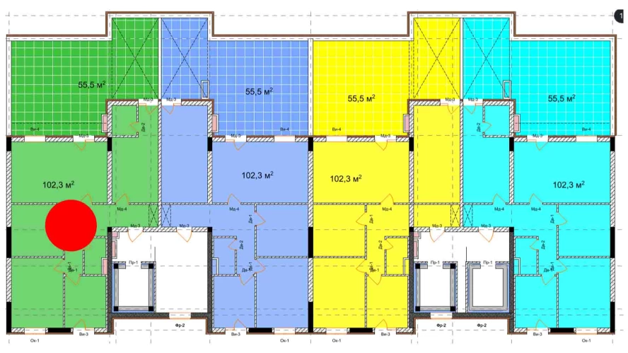 4-xonali xonadon 102.3 m²  13/9 qavat | Uchtepa Avenue Turar-joy majmuasi