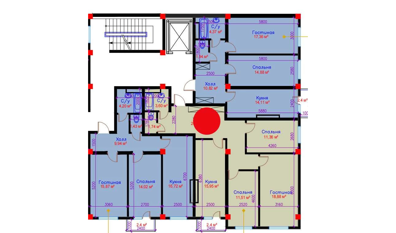 3-комн. квартира 86.65 м²  2/10 этаж | Жилой комплекс Ko'kcha-Oqtepa