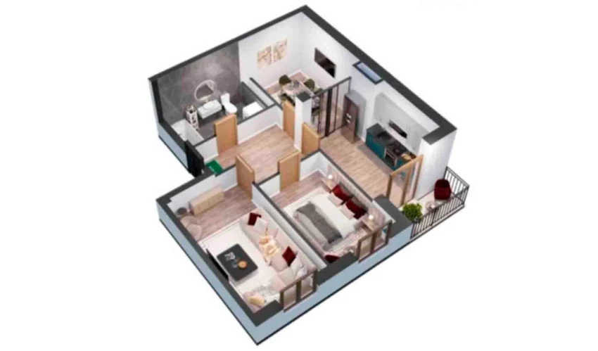 2-xonali xonadon 60.04 m²  9/10 qavat | YANGIOBOD RESIDENCE Turar-joy majmuasi
