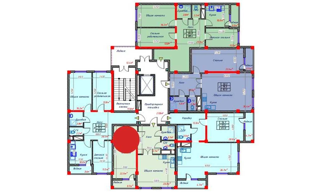 2-xonali xonadon 67.9 m²  9/9 qavat | Hakimi Towers Turar-joy majmuasi