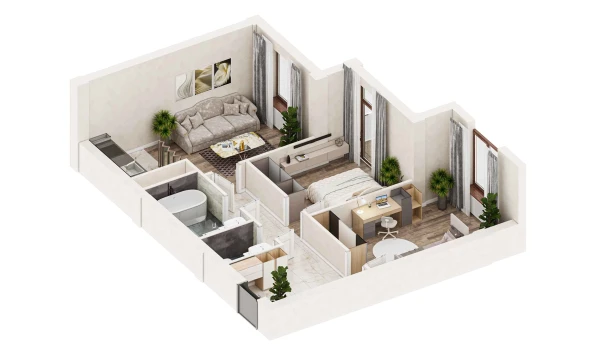 3-комнатная квартира 75 м²  5/19 этаж | Жилой комплекс BRILLIANT CITY AC