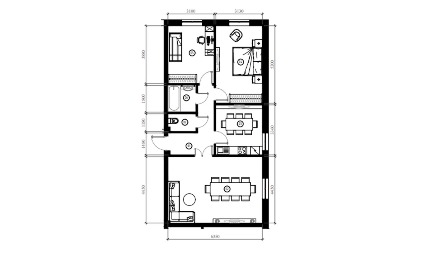 3-xonali xonadon 80.3 m²  8/9 qavat | FIDOKOR Turar-joy majmuasi
