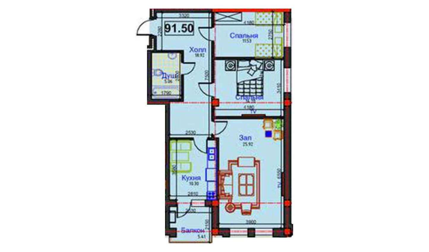 3-комн. квартира 91.5 м²  6/12 этаж | Жилой комплекс GAGARIN AVENUE