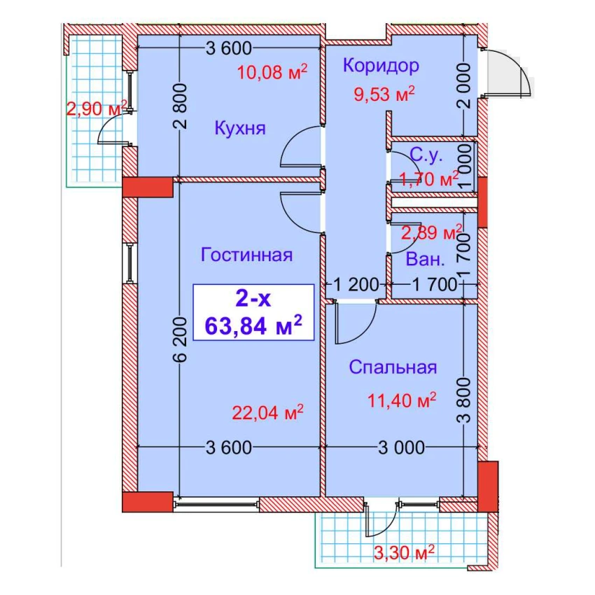2-xonali xonadon 63.84 m² 8/8 qavat | CAPITAL AVENUE Turar-joy majmuasi 2-xonali xonadon 63.84 m² 8/8 qavat | CAPITAL AVENUE Turar-joy majmuasi