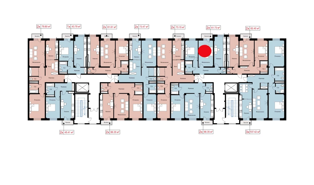 2-комн. квартира 61.73 м²  9/10 этаж | Жилой комплекс Ko'kcha-Oqtepa
