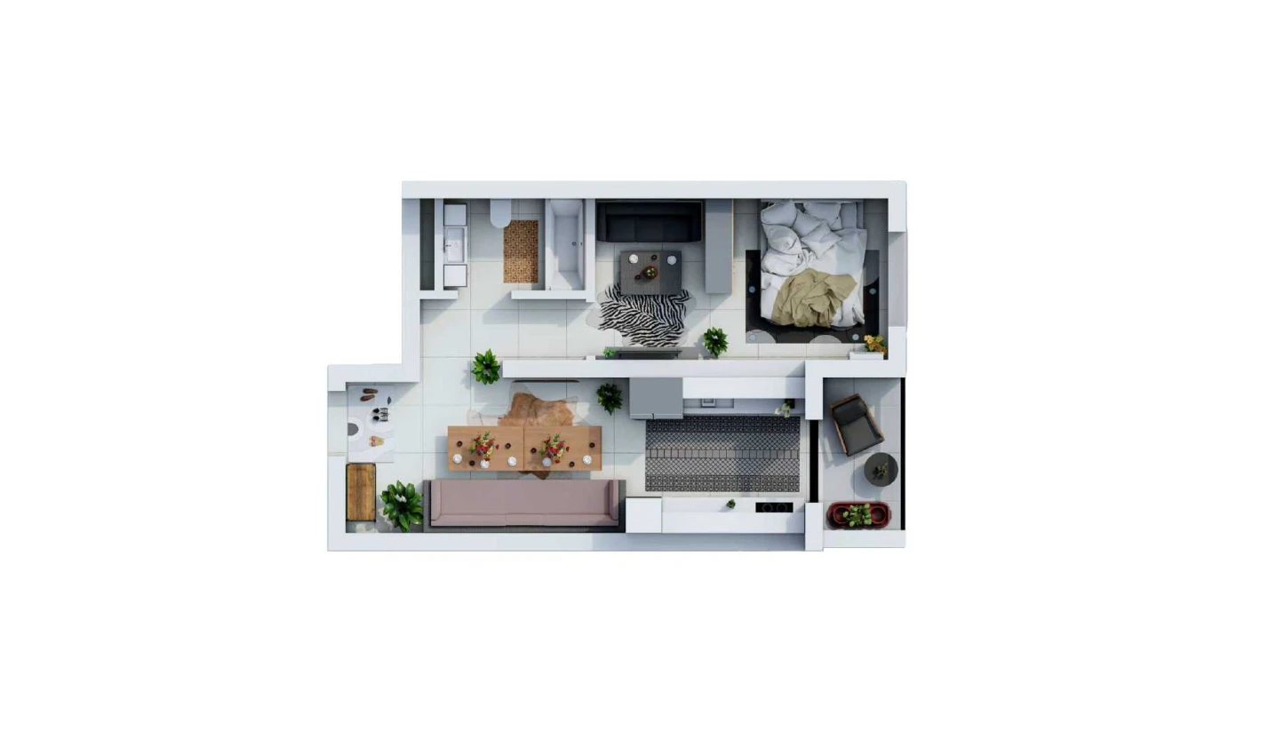 1-комн. квартира 45.28 м²  10/17 этаж | Жилой комплекс UCHTEPA CITY