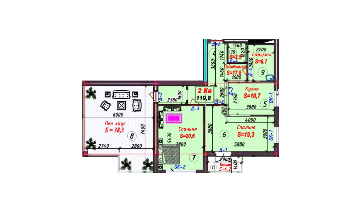 3-комн. квартира 115.13 м²  7/9 этаж | Жилой комплекс SAMARQAND CITY