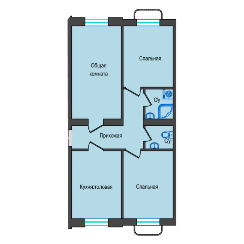 3-xonali xonadon 69 m²  2/5 qavat | Shahri Kitob City Turar-joy majmuasi