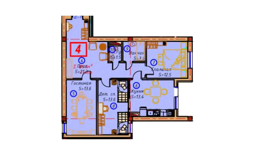 3-xonali xonadon 85 m²  4/9 qavat | SAMARQAND CITY Turar-joy majmuasi