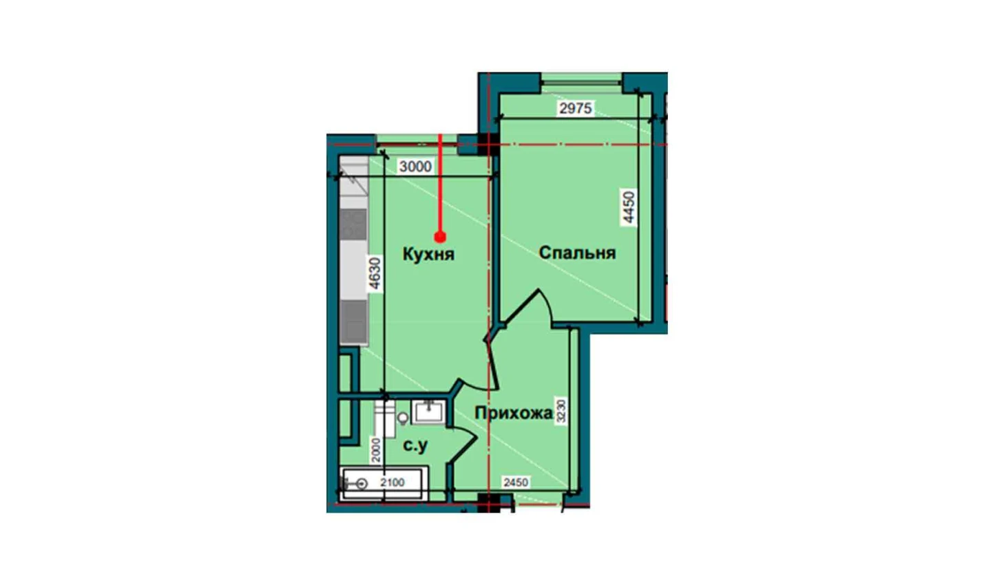 1-комн. квартира 39.4 м²  2/9 этаж | Жилой комплекс NUR BARAKA