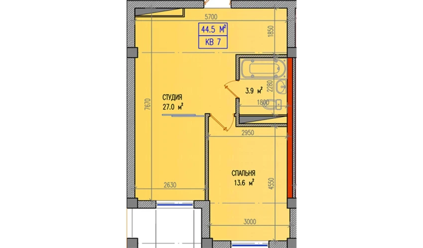 2-комнатная квартира 44.5 м²  1/9 этаж | Жилой комплекс Yuksalish Nurafshon