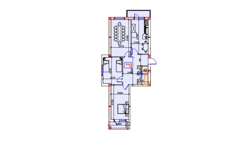 3-xonali xonadon 99.6 m²  3/7 qavat | Mustaqillik Avenue Turar-joy majmuasi